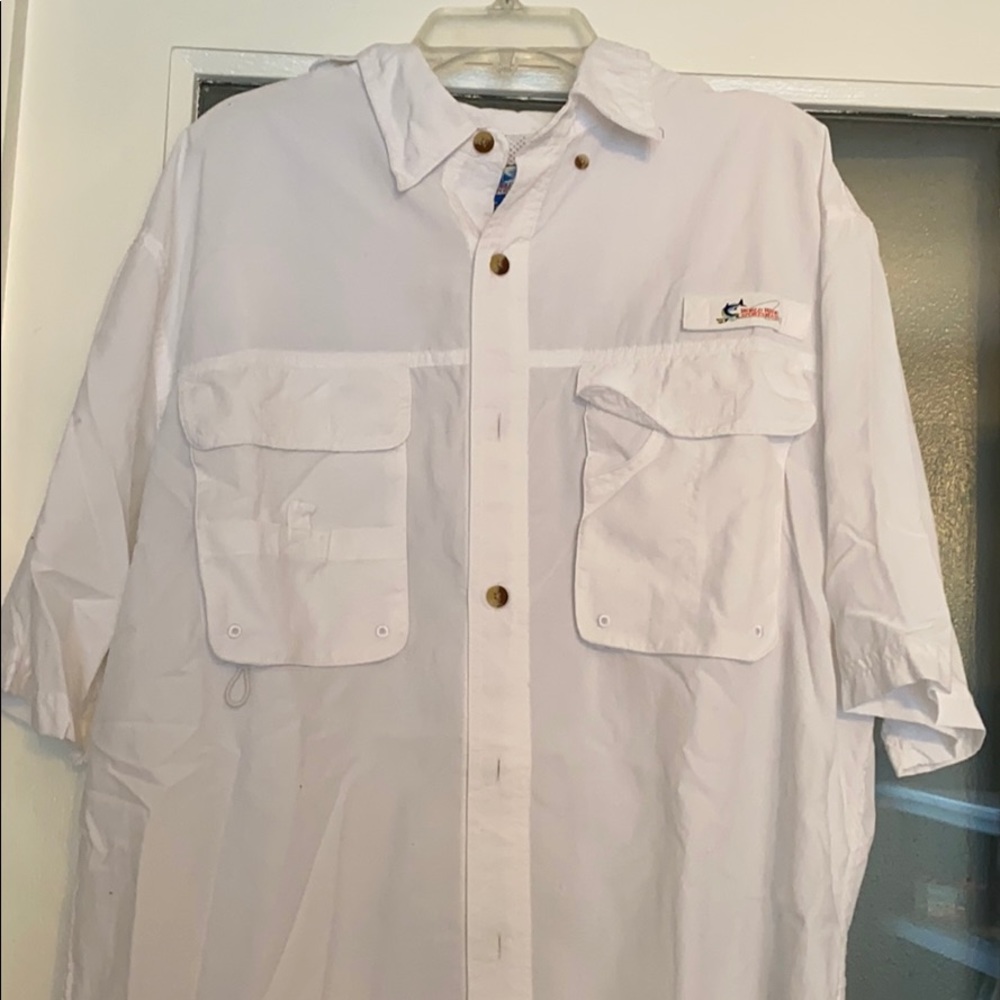 Men’s white collard fishing shirt